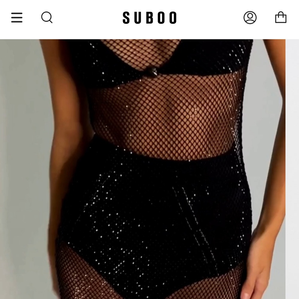 SUBOO Dali diamanté maxi dress w long slip black